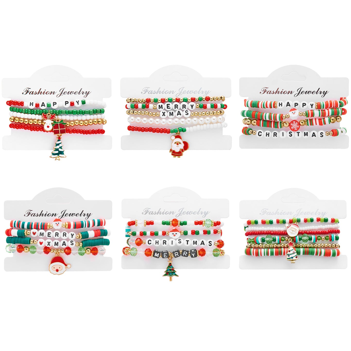 Pulsera navideña artesanal con abalorios de alfabeto y dibujos animados, cuentas de aleación y resina, diseño festivo de copo de nieve, Papá Noel, campana y árbol para mujer