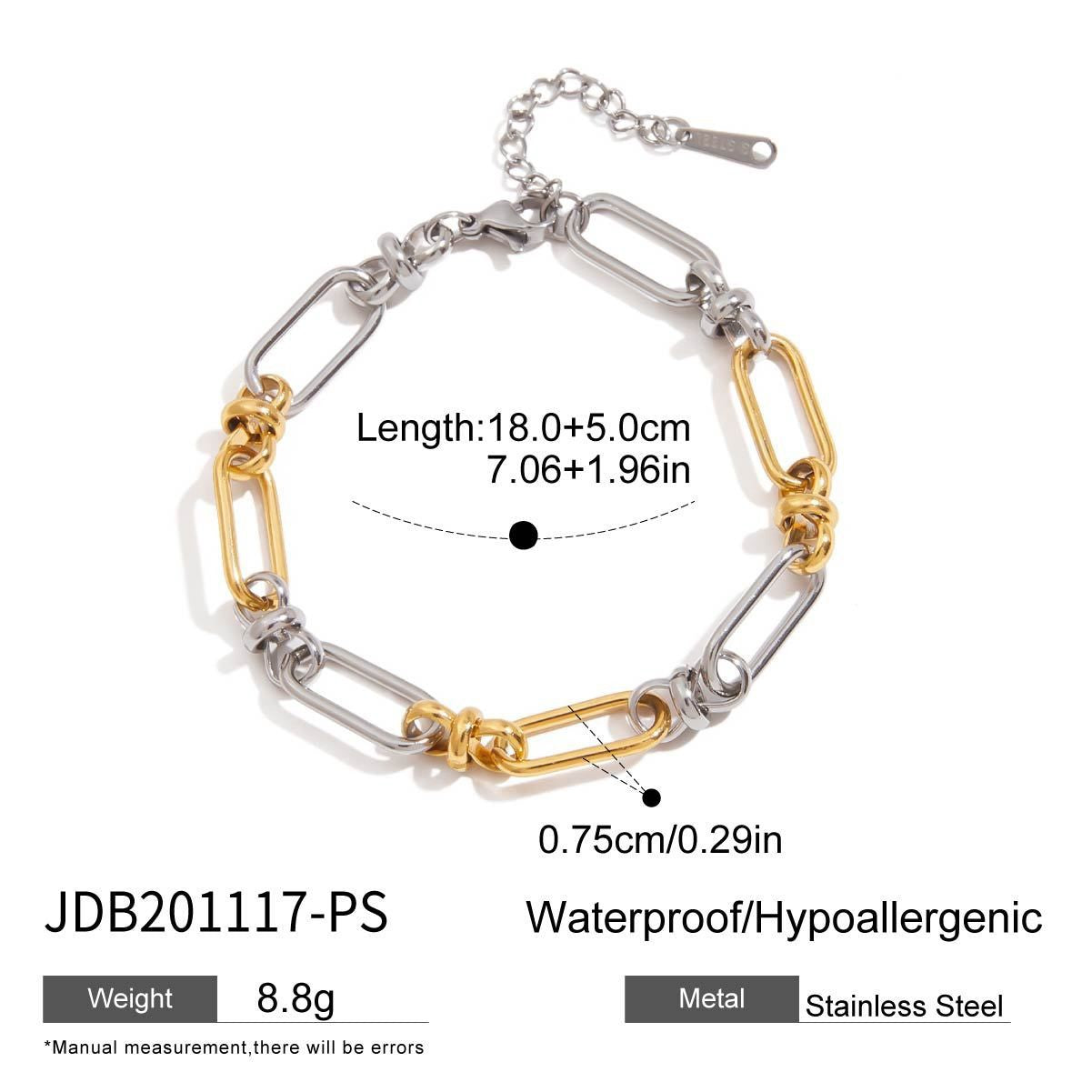 Luxury Elegant Geometric Oval Plated Stainless Steel Cuban Link Chain Bracelet for Women