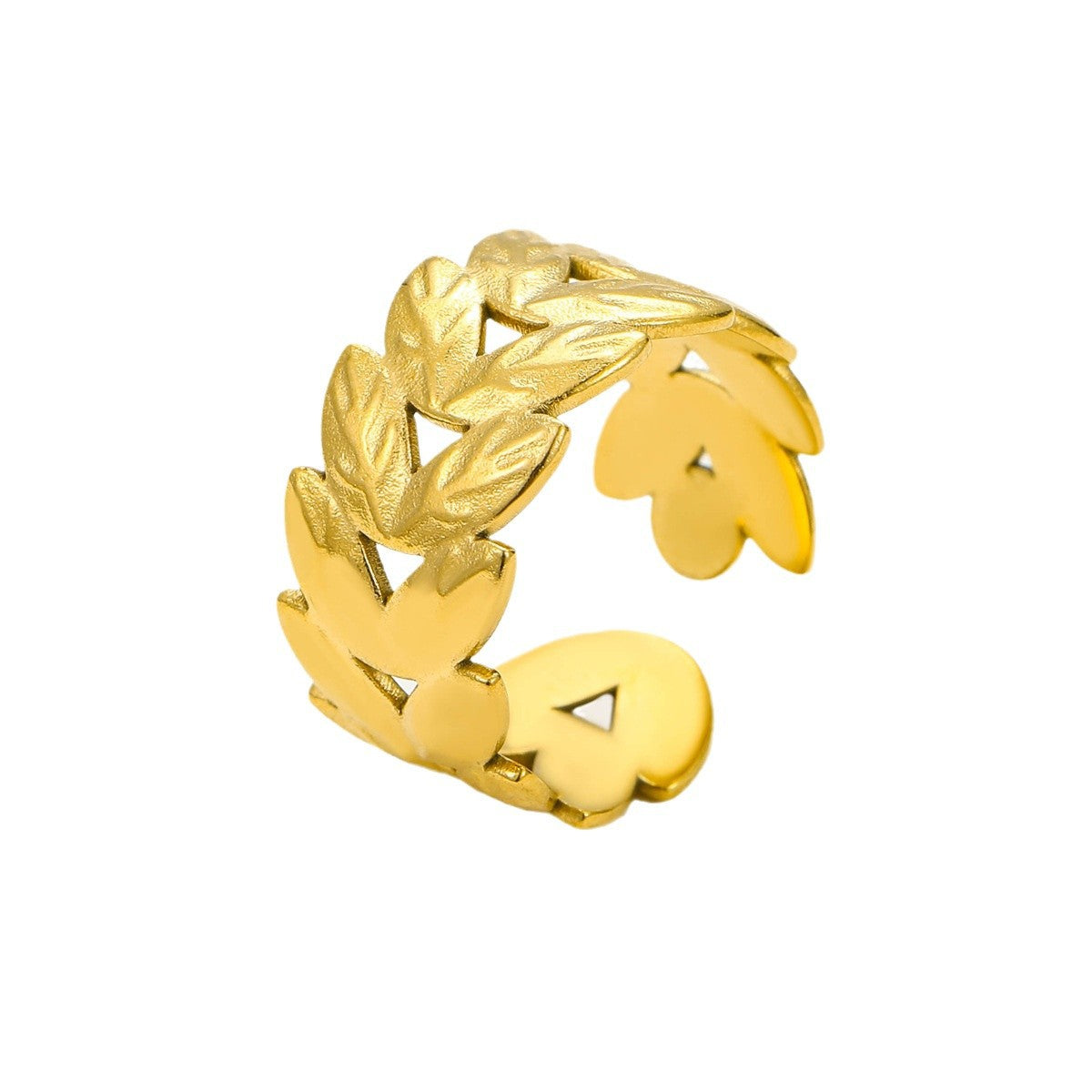 Anello aperto geometrico minimalista in acciaio inossidabile con placcatura in oro 18 carati, design multistrato cavo da donna