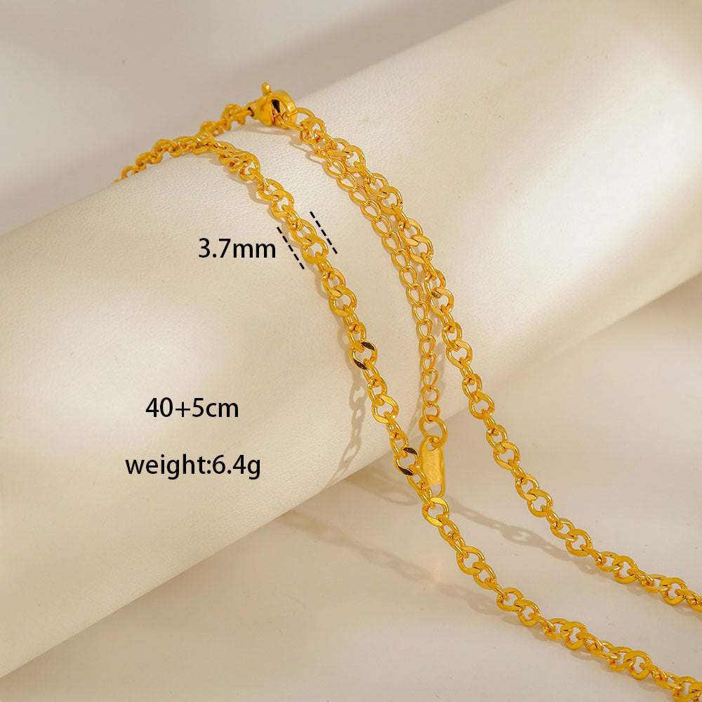 Collana con Ciondoli Geometrici Minimalisti in Acciaio al Titanio Placcato con Nappe, Charm Fai da Te per Donne