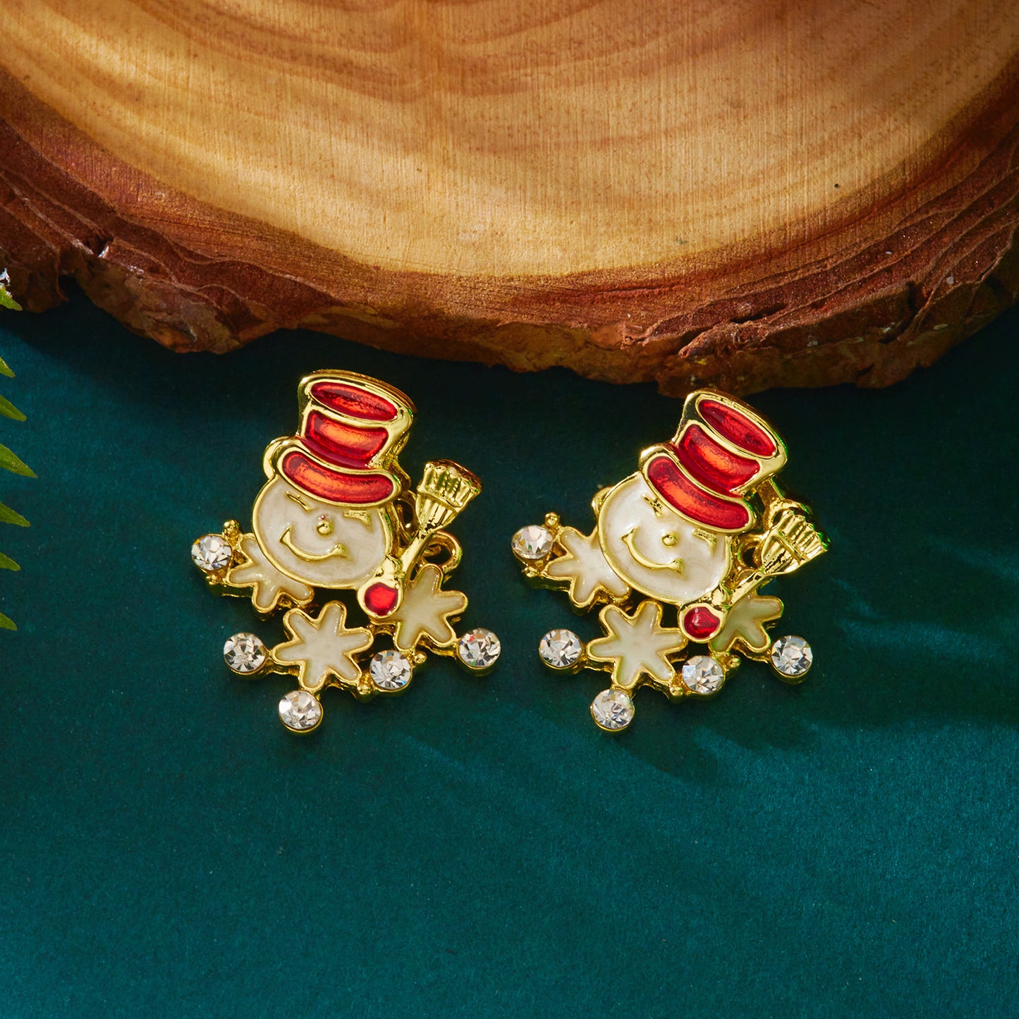 Christmas-Themed Women's Alloy Earrings with Snowflake and Santa Motifs, Rhinestone-Set, Cartoon Character Design, Tassel and Bell Accents