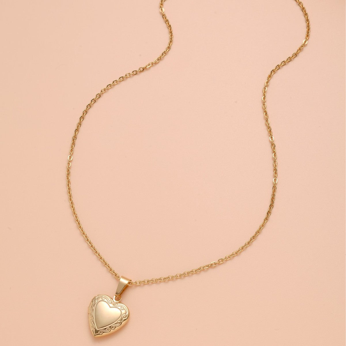 Luxury Minimalist Openable Peach Heart-Shaped Pendant Necklace in Stainless Steel with Polished Finish