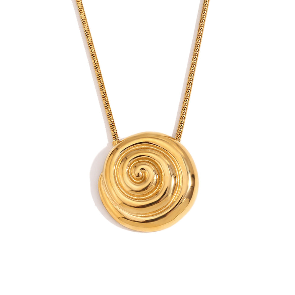 Collar con colgante geométrico de estilo vintage en acero inoxidable con baño de oro de 18 quilates para mujer
