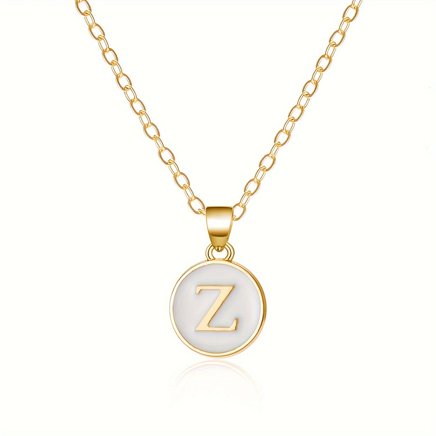 Collana con Pendente a Goccia d'Olio Alfabeto Lettera Rotonda Minimalista in Lega Placcata, Bicolore Bianco e Nero