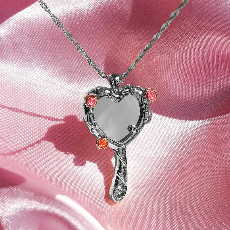 Retro Artistic Geometric Opal Pendant Necklace with Micro-Paved Zirconia on Copper Chain for Women