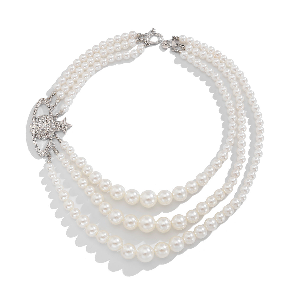 Collana con ciondolo a stella vintage in lega, intarsio di strass e nappe, da donna