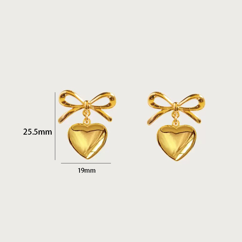 Pendientes Minimalistas de Acero Inoxidable con Forma de Lazo para Mujer con Acabado Chapado, Diseño Dulce y Atrevido