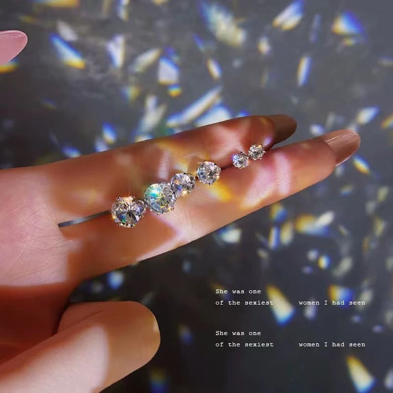 Aretes minimalistas geométricos de circonita para mujer con postes de plata de ley 925