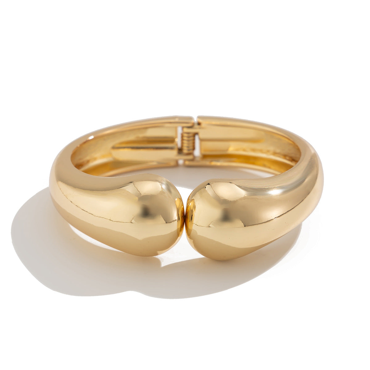 Bracciale rigido geometrico da donna in lega in stile cyberpunk retrò con finitura placcata