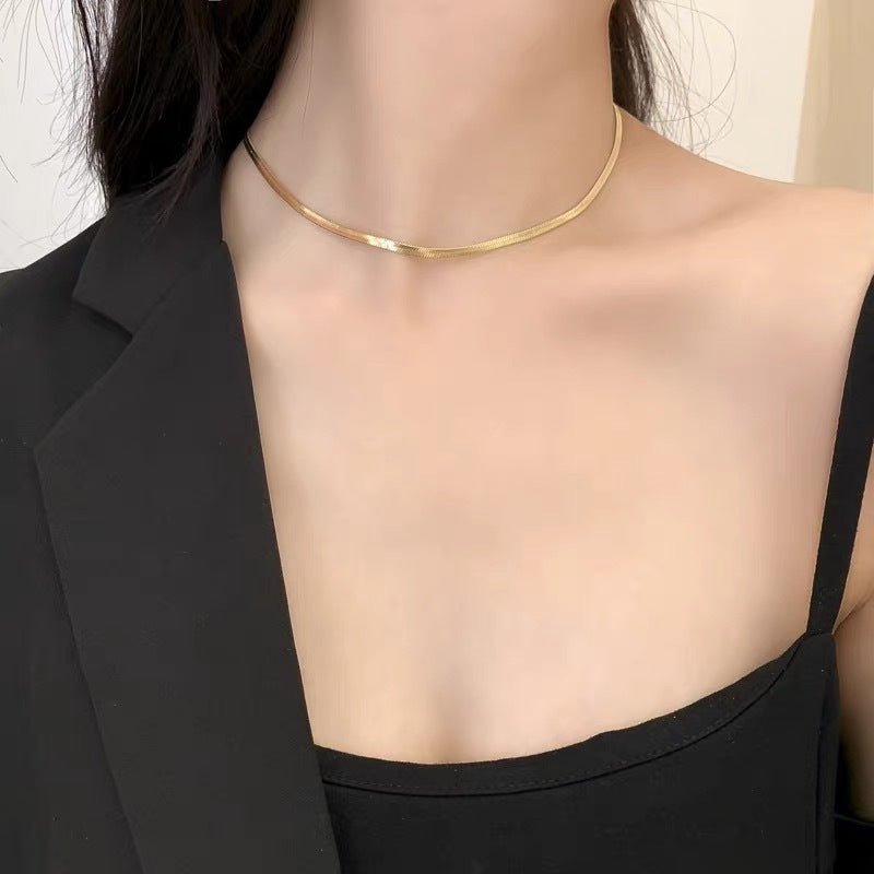Minimalist Y-Shaped Titanium Steel Necklace for Women with Plated Finish and Geometric Line Design