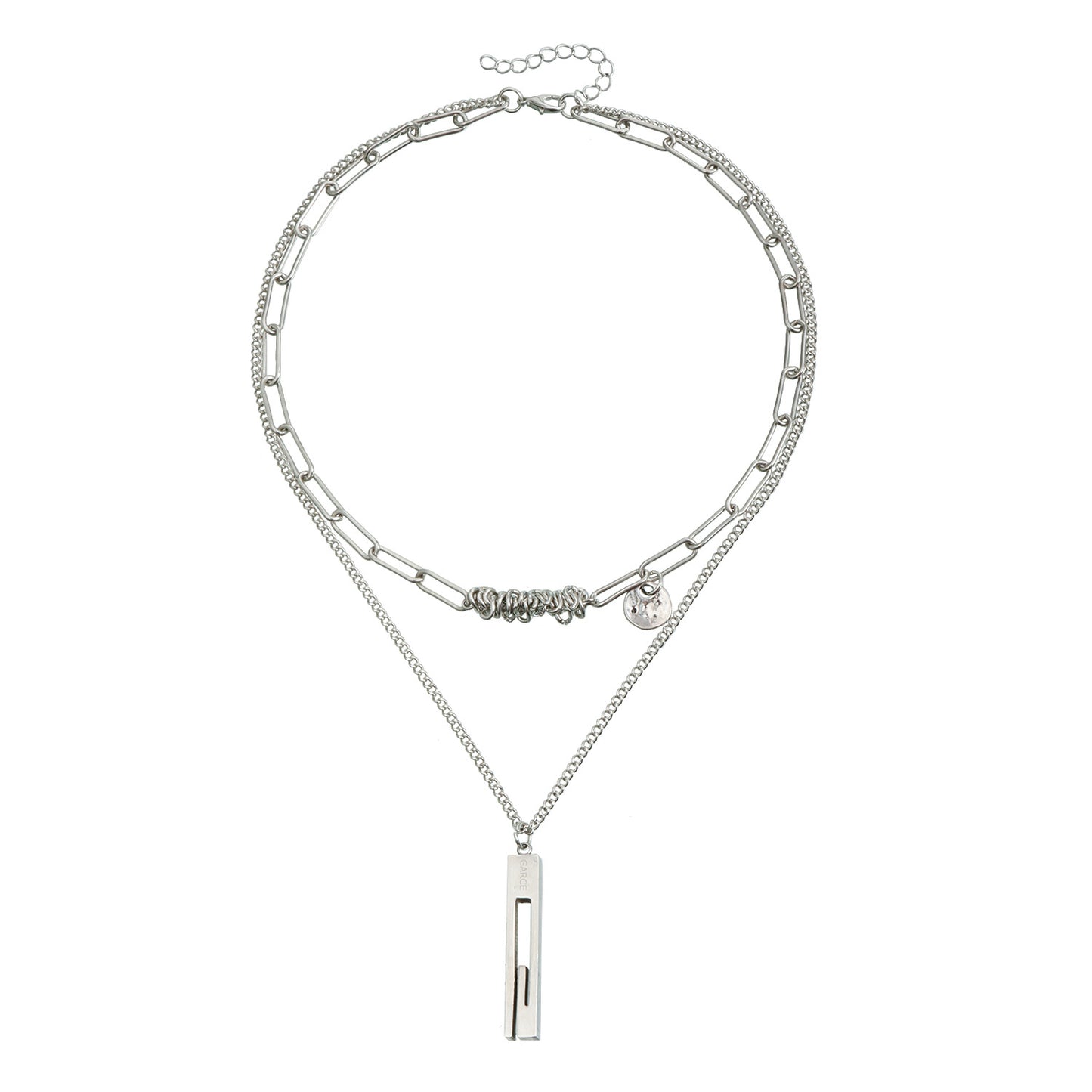 Minimalist Square Pendant Necklace for Women with Electroplated Alloy Chain and Geometric Spiral Design