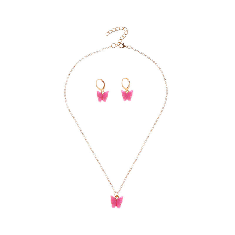 Dulce collar de mariposa para niñas, colgante de aleación con acabado chapado en cadena tipo caja, estilo gargantilla ajustable