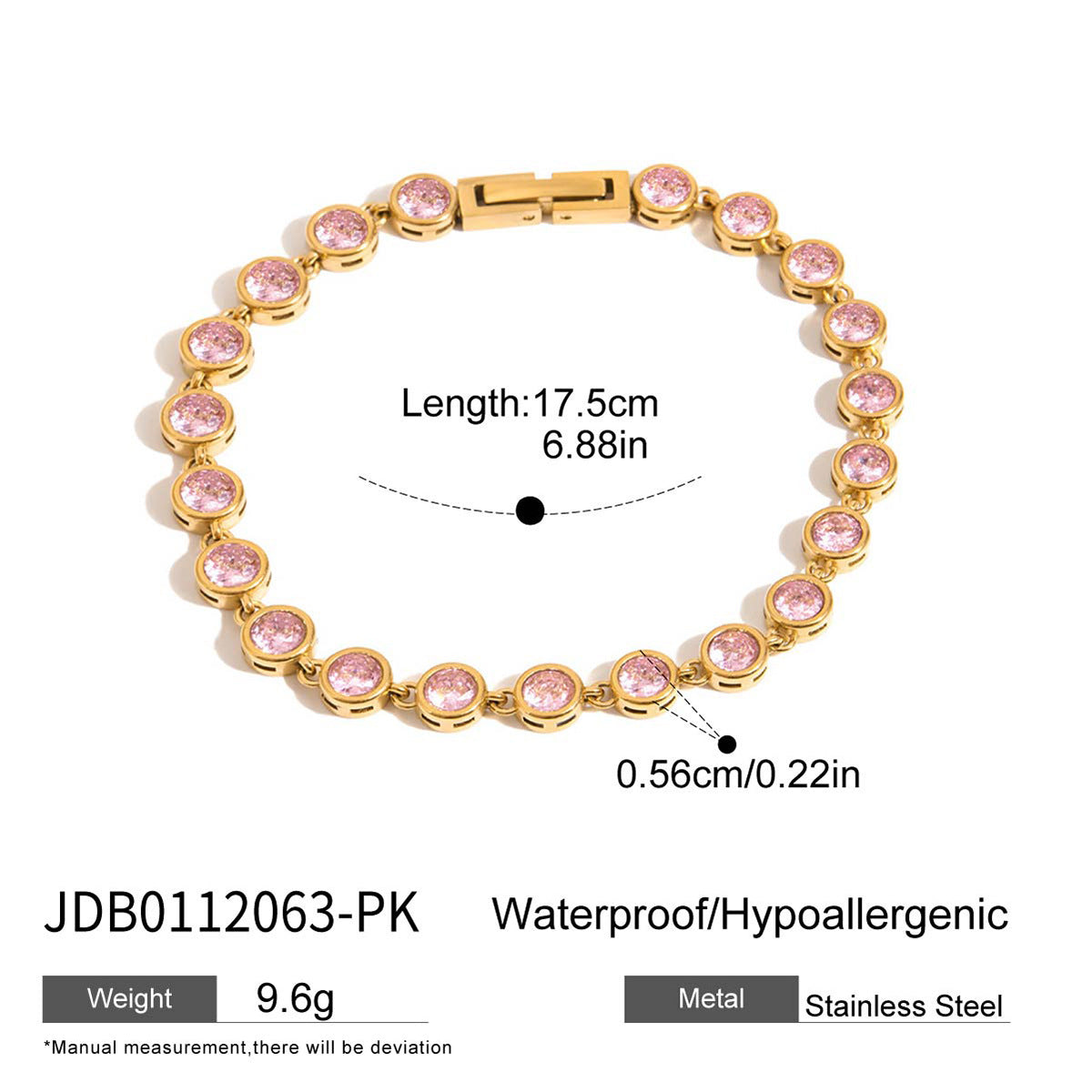 Luxury Elegant Heart Star Titanium Steel Cubic Zirconia Bracelet Plated