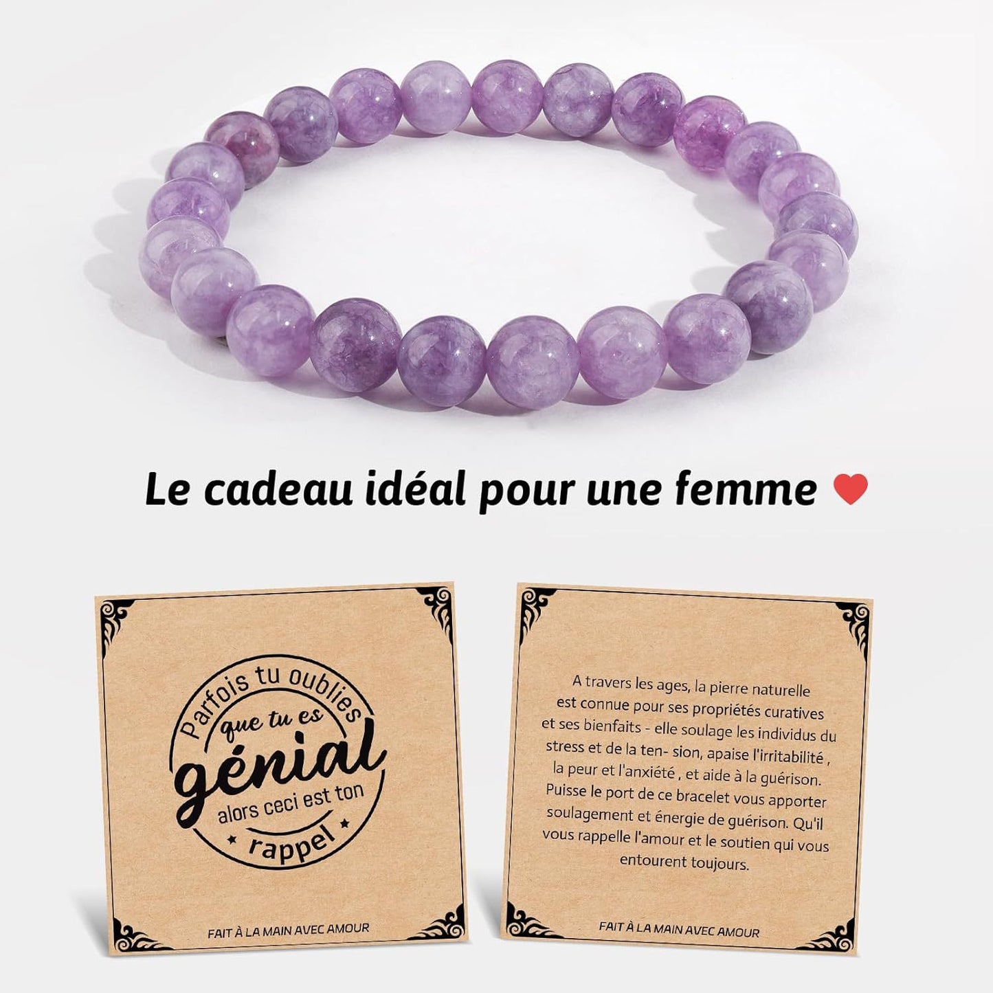 Geometric Natural Stone Beaded Bracelet with Agate and Amethyst Crystal