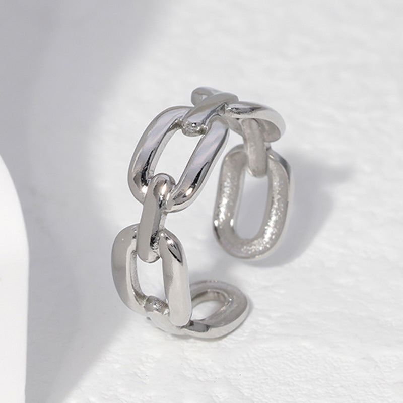 Anillo Minimalista Geométrico Ajustable de Titanio y Acero para Mujer y Hombre Banda de Acero Inoxidable Galvanizado