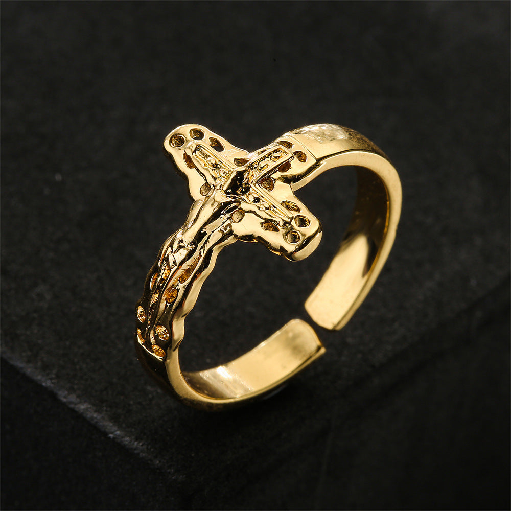 Anello Aperto Geometrico Minimalista in Rame Placcato Oro 18K, Unisex