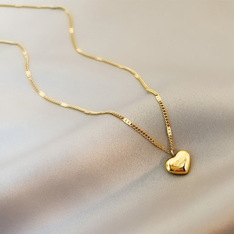 Sweet Minimalist Heart Titanium Steel Plated Necklace for Women