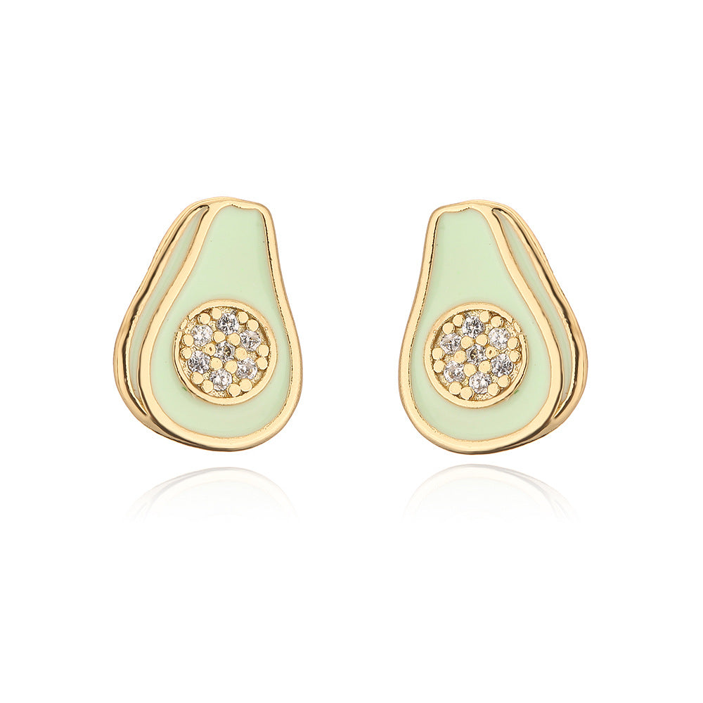 Orecchini a perno geometrici minimalisti e carini da donna in rame placcato oro 18 carati e intarsio di zirconi