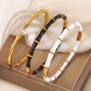 Bracciale minimalista colorato a goccia d'olio geometrico in acciaio inossidabile di bambù