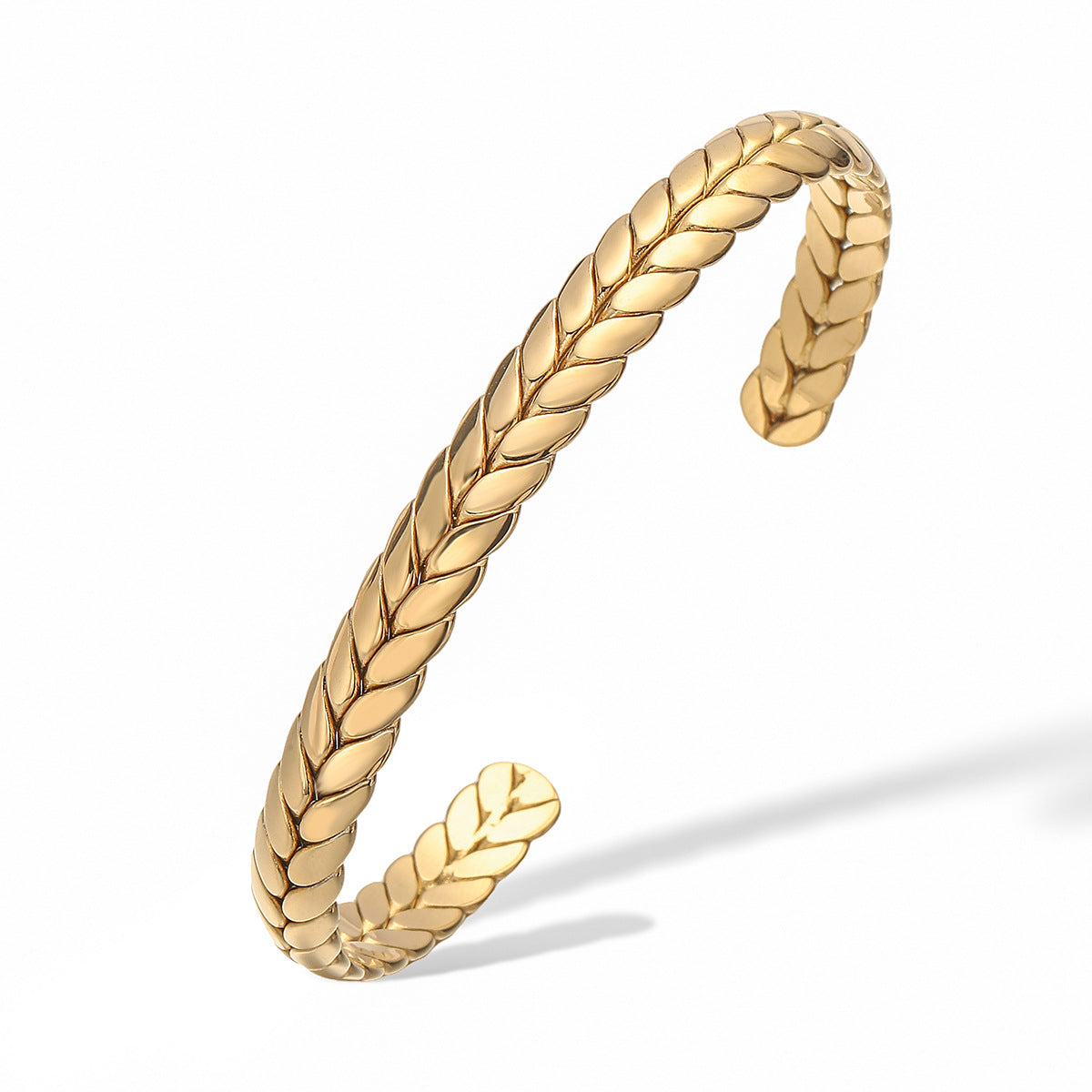 Bracciale Rigido Aperto Geometrico Minimalista da Donna in Acciaio Inox con Placcatura Oro 18K