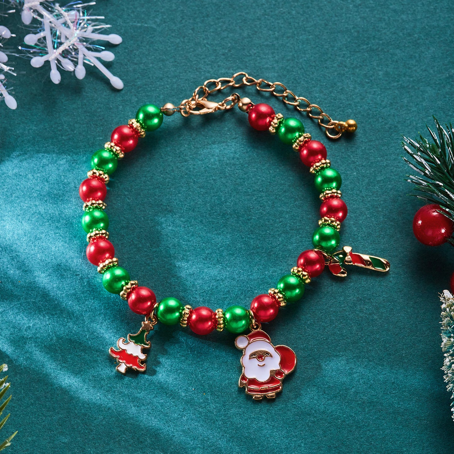 Bracciale natalizio artigianale regolabile con ciondoli a forma di Babbo Natale e fiocco di neve, bracciale geometrico in lega per uomo e donna, regalo di festa