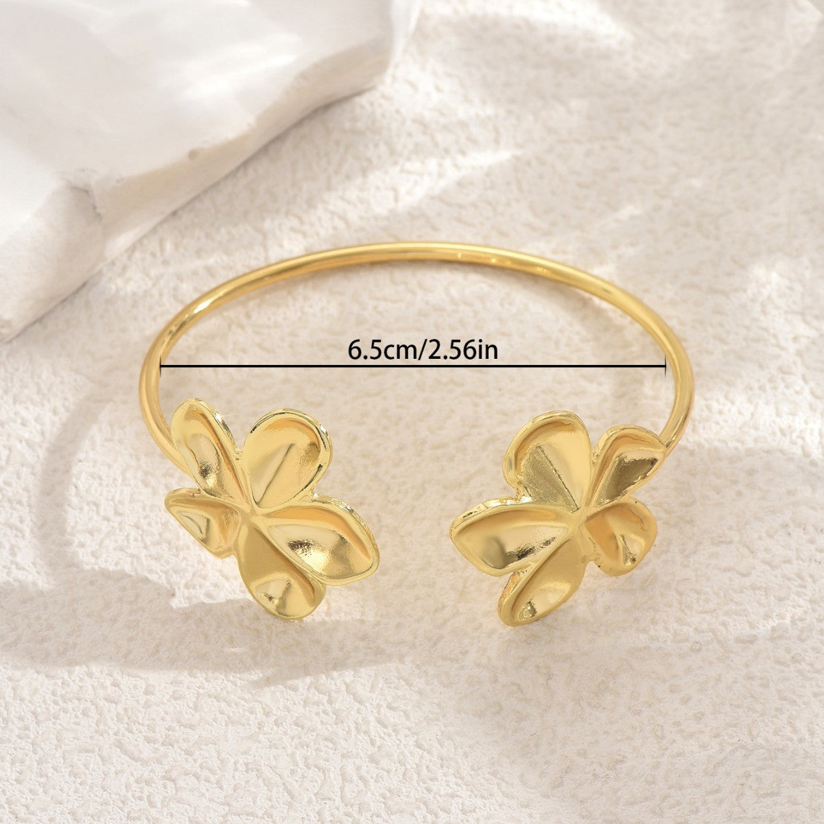 Floral Design Adjustable Opening Bracelet for Women in Alloy with Plated Finish
