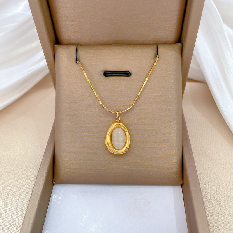 Geometric Teardrop Minimalist Titanium Steel Plated Collar Necklace