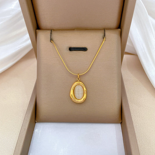 Geometric Teardrop Minimalist Titanium Steel Plated Collar Necklace