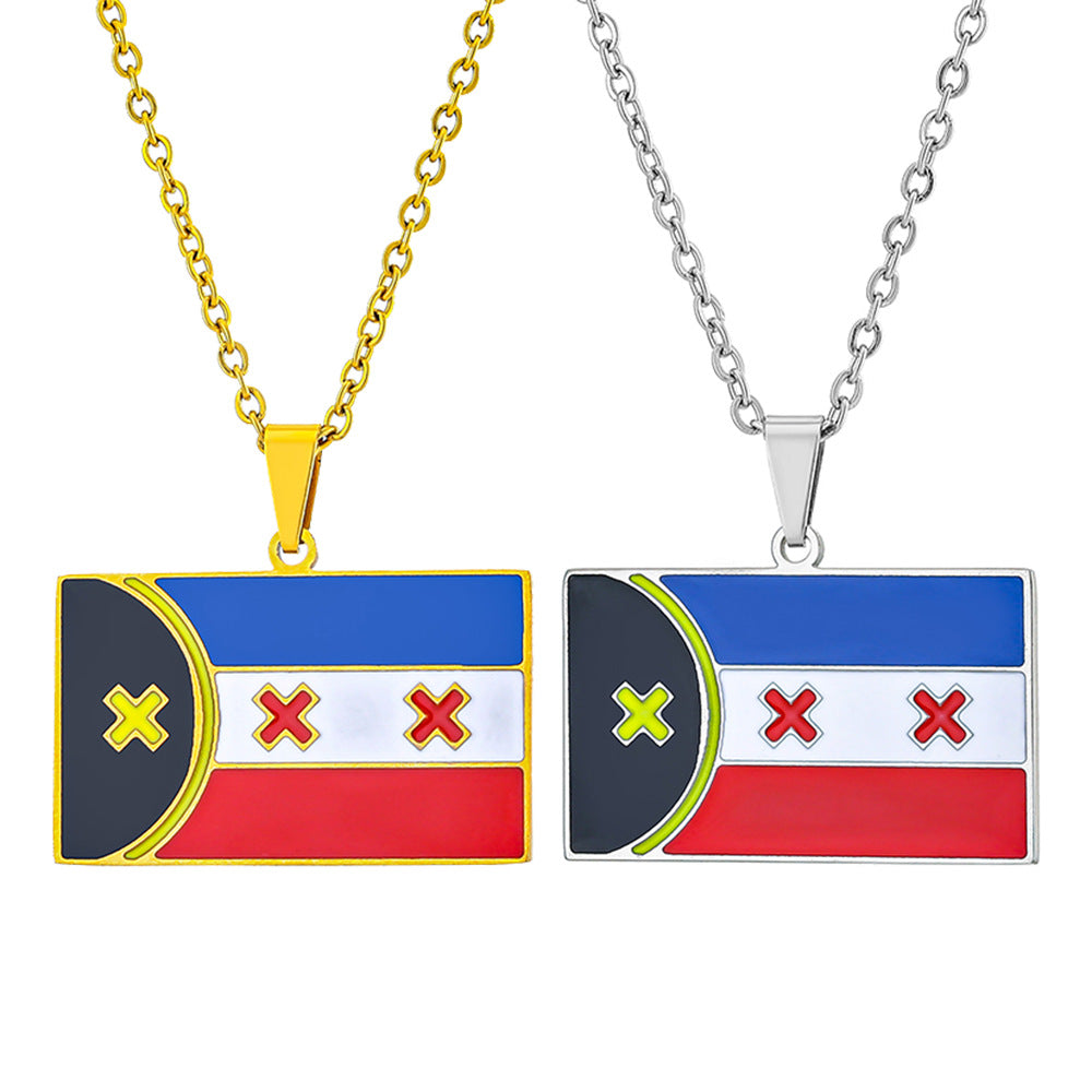 Collana Pendente Sportiva Geometrica in Acciaio Inossidabile con Finitura Placcata Sottovuoto Unisex