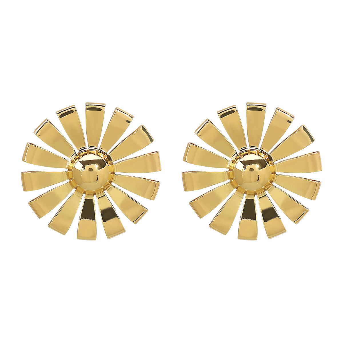 Orecchini da donna vintage floreali e geometrici a girasole in ferro con finitura galvanizzata