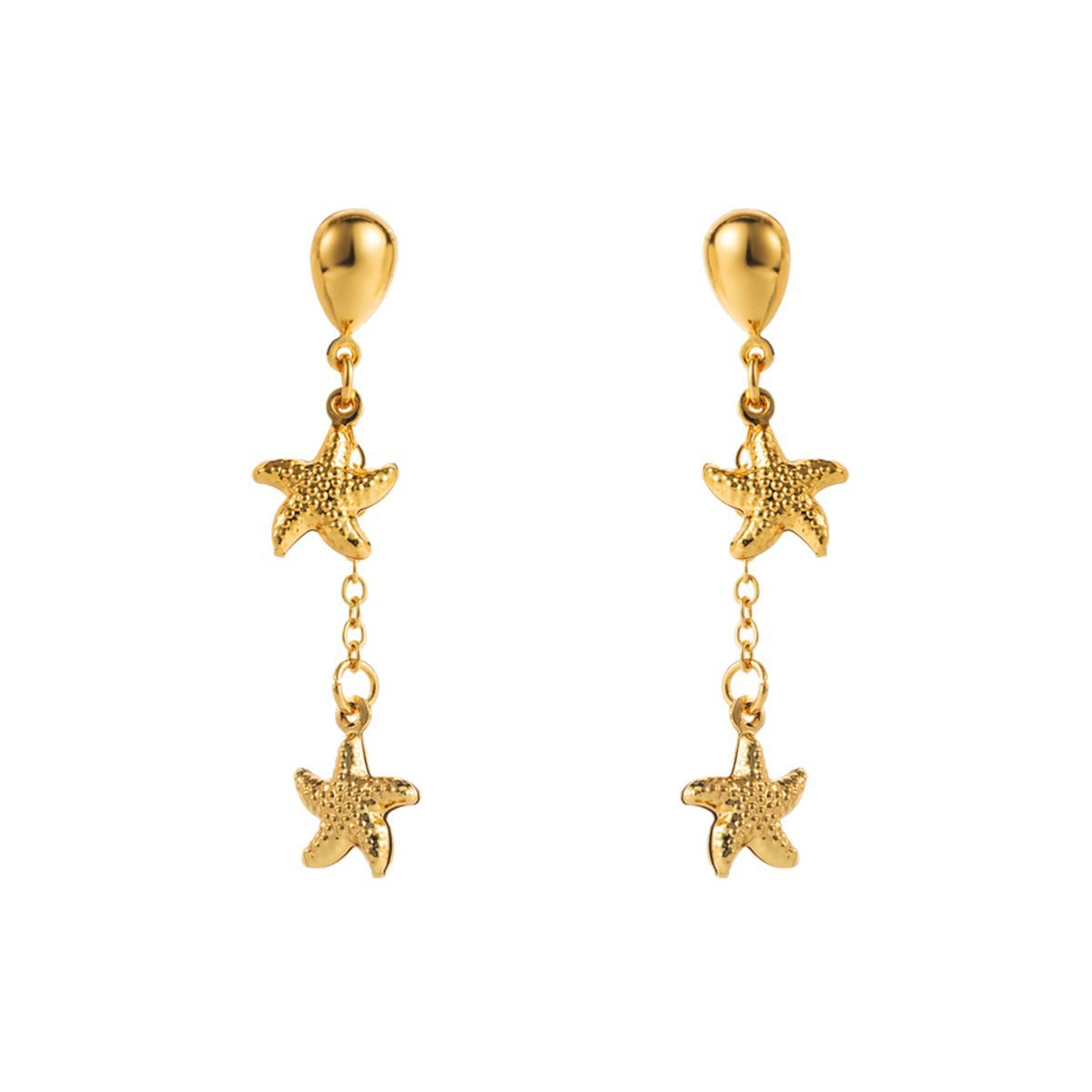 Eleganti orecchini a stella in acciaio inossidabile in stile vintage placcati oro da donna