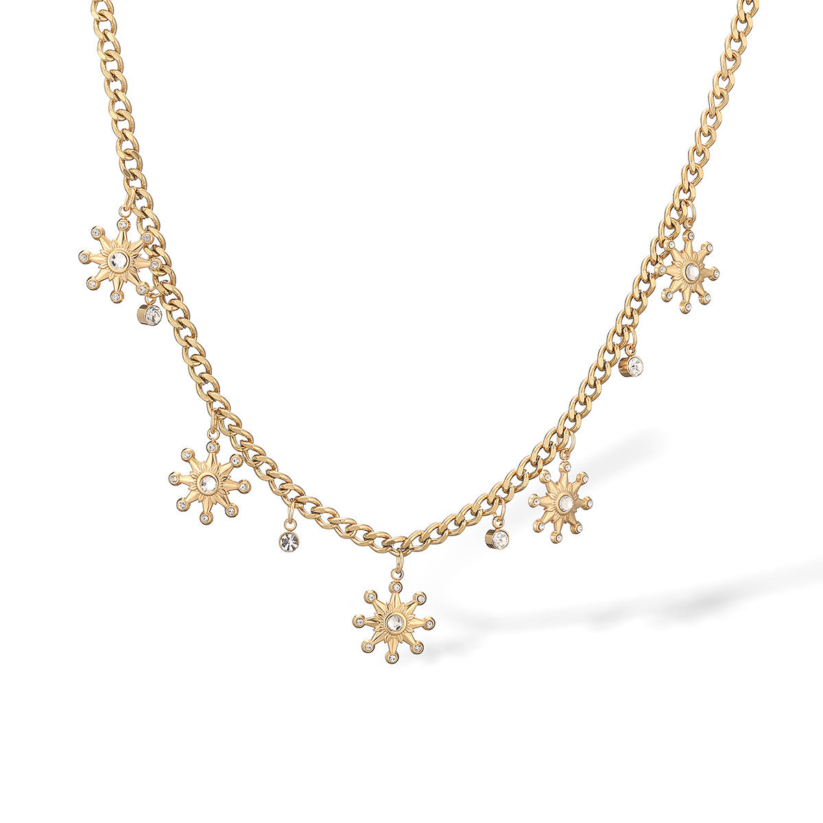 Collana Pendente Geometrica Minimalista da Donna in Acciaio Inossidabile Placcato Oro 18K con Catena Clavicola