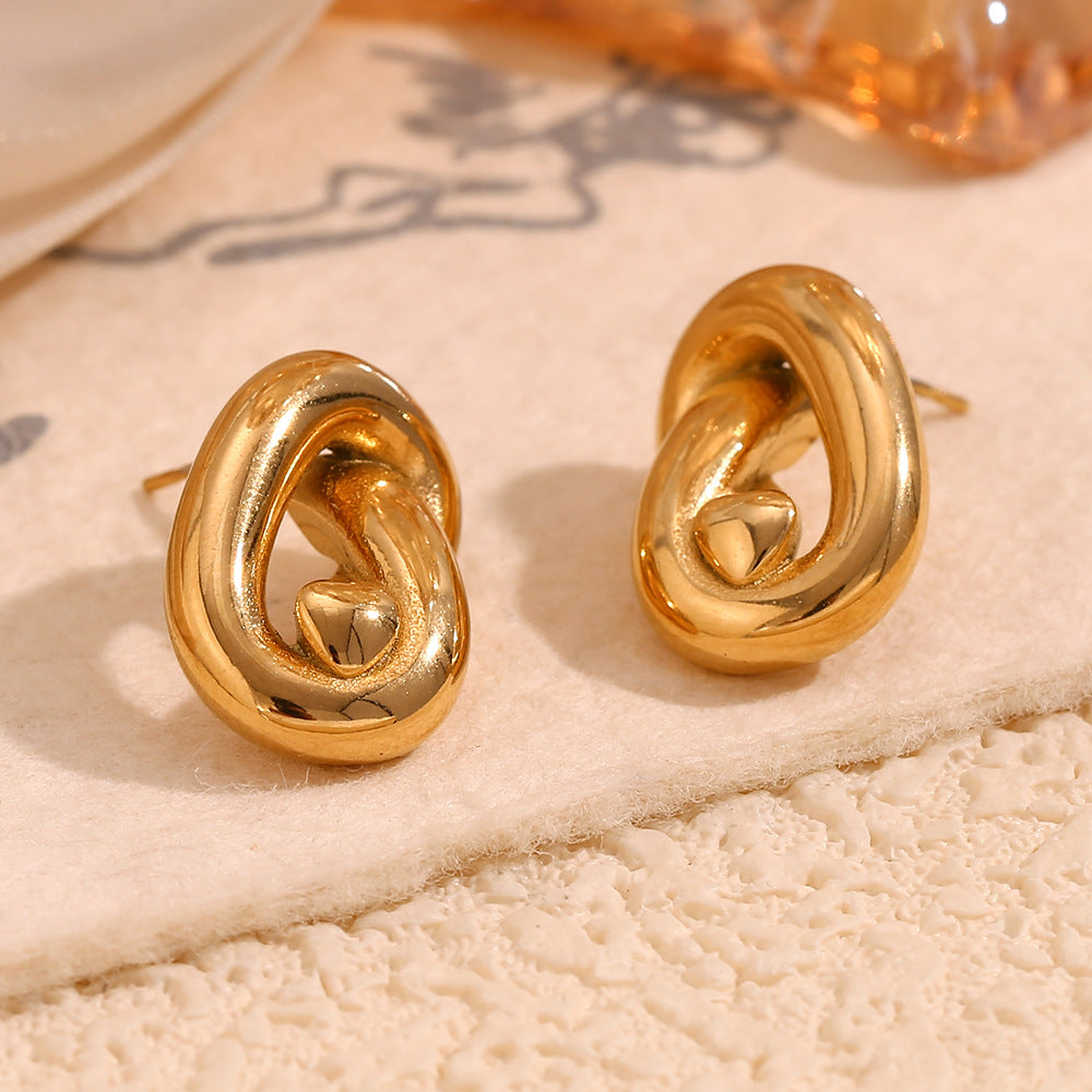 Orecchini a perno geometrici minimalisti in acciaio inossidabile placcati oro 18 carati da donna