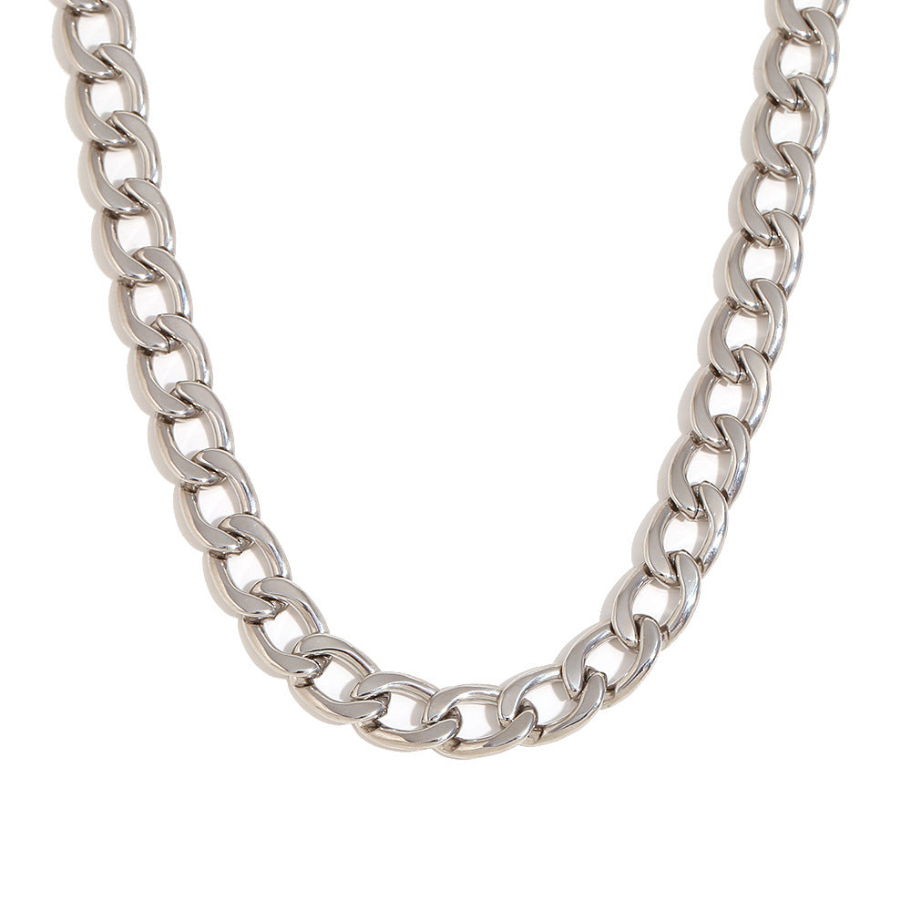 Collana Minimalista Geometrica a Maglie Cubane da Donna in Acciaio Inossidabile con Placcatura in Oro 18K