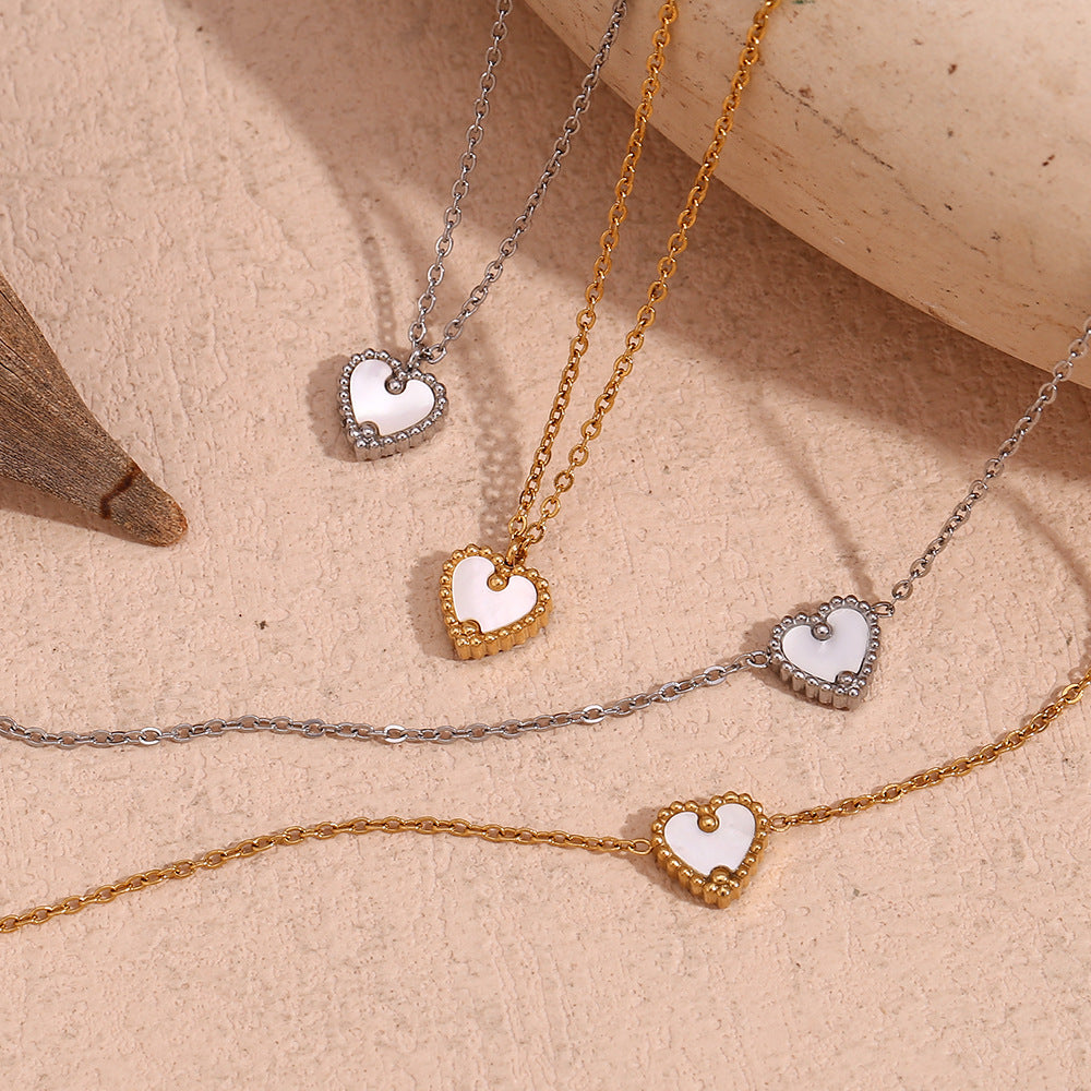 Minimalist Elegant 18K Gold Plated Heart Stainless Steel Necklace with Titanium Steel Pendant for Women