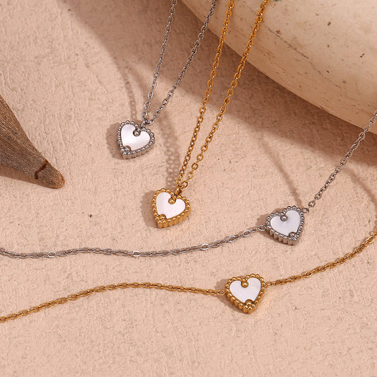 Minimalist Elegant 18K Gold Plated Heart Stainless Steel Necklace with Titanium Steel Pendant for Women
