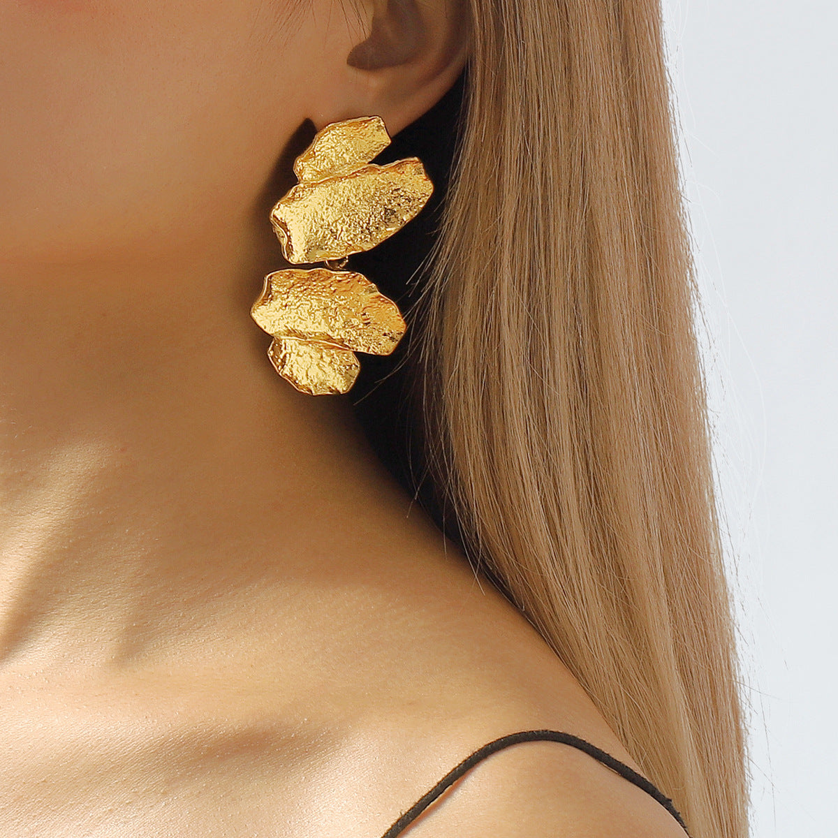 Pendientes de aleación con diseño geométrico, chapados, dulces y atrevidos para mujer