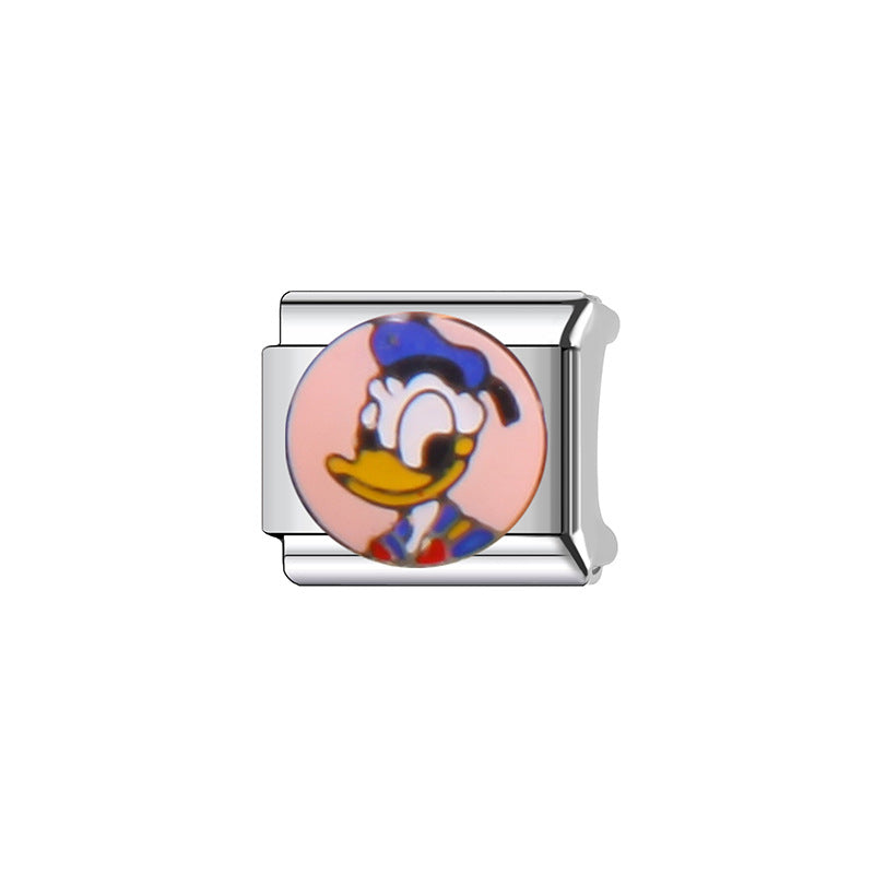 Sweet Cartoon Character Stainless Steel Plated DIY Charm Bar Watch Strap