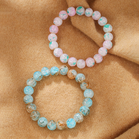 Minimalist Handmade Geometric Round Resin Beaded Bracelet