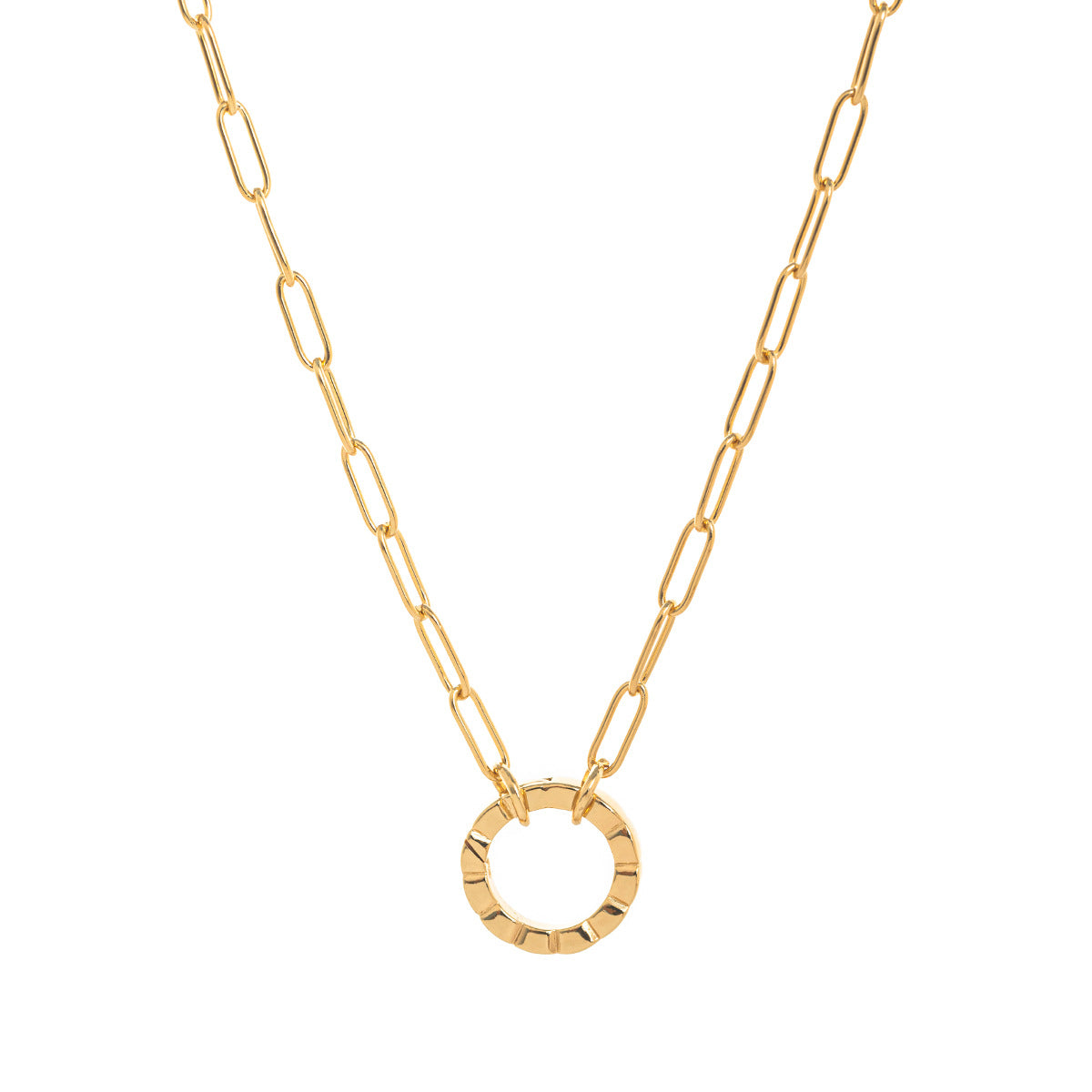 Vintage Minimalist Geometric Heart 18K Gold Plated Titanium Steel DIY Charm Bar Necklace