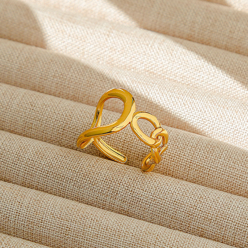 Anello regolabile in acciaio al titanio, stile hip hop geometrico, placcato per donna