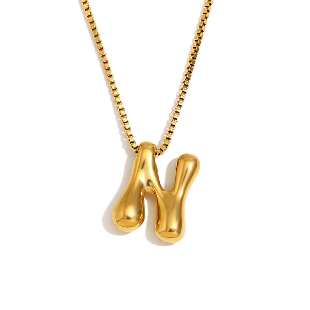 Minimalist Fashion Letter Necklace for Women Stainless Steel Pendant with 18K Gold Plating