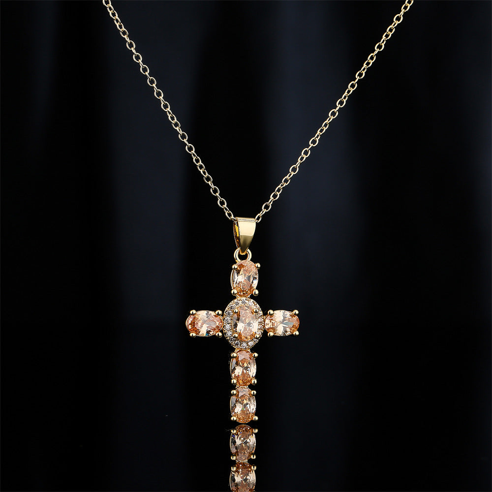 Minimalist Geometric Cross Pendant Necklace for Women with Copper Base and 18K Gold Plating