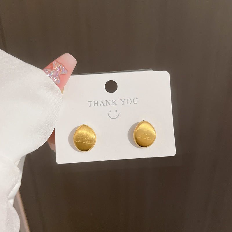 Minimalist Geometric Titanium Steel Ear Studs with Electroplated Finish for Women, Cosmic and Natural Inspired Design