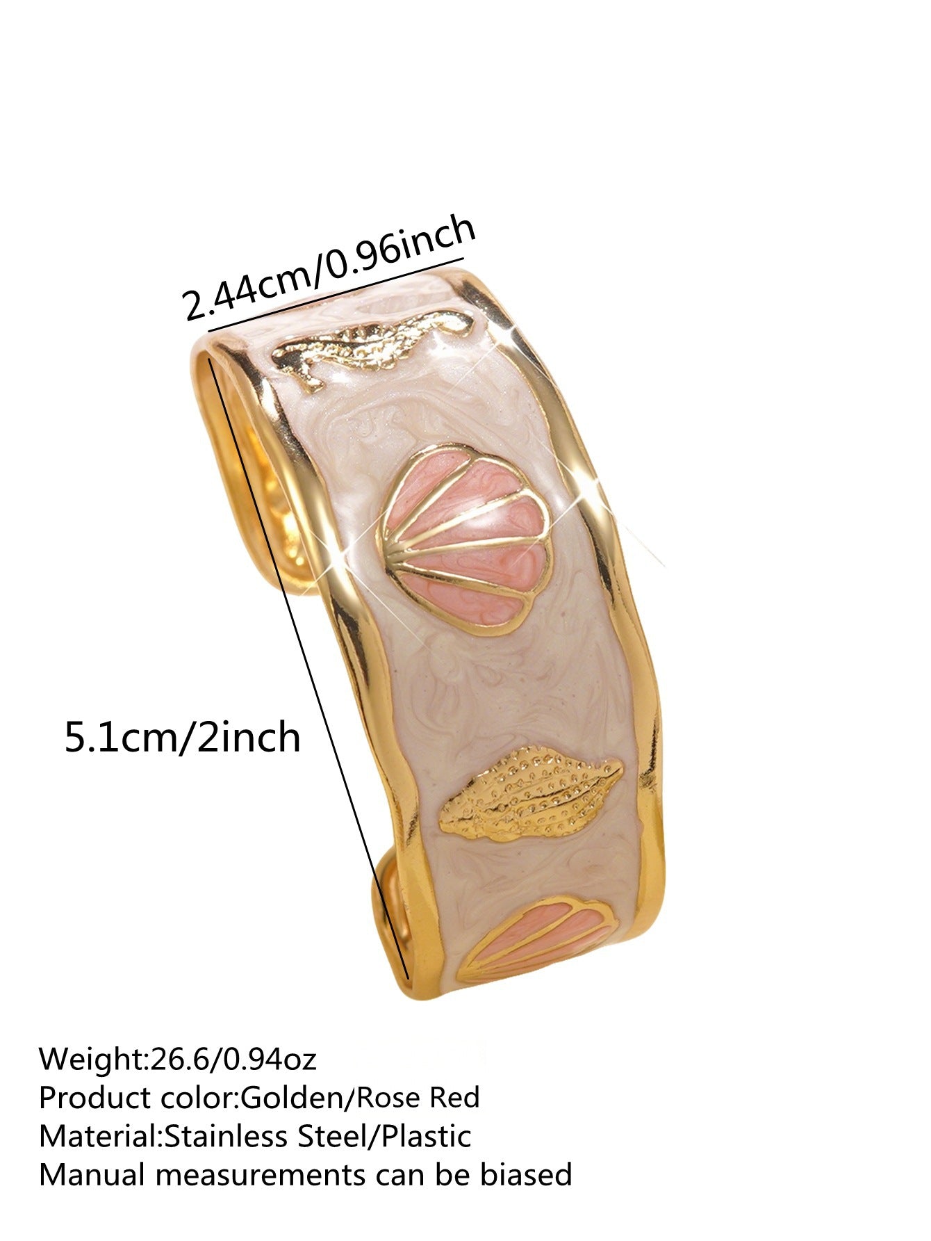 Elegante Pulsera Abierta de Lujo Floral con Esmalte de Aceite de Acero Inoxidable y Titanio con Cereza