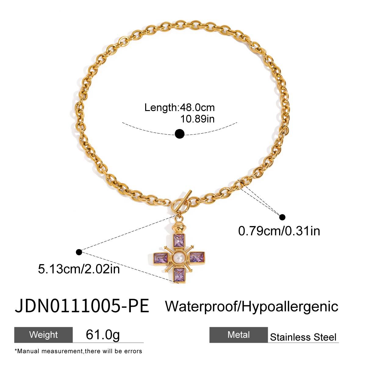 Geometric Cross Stainless Steel Plated Necklace for Women