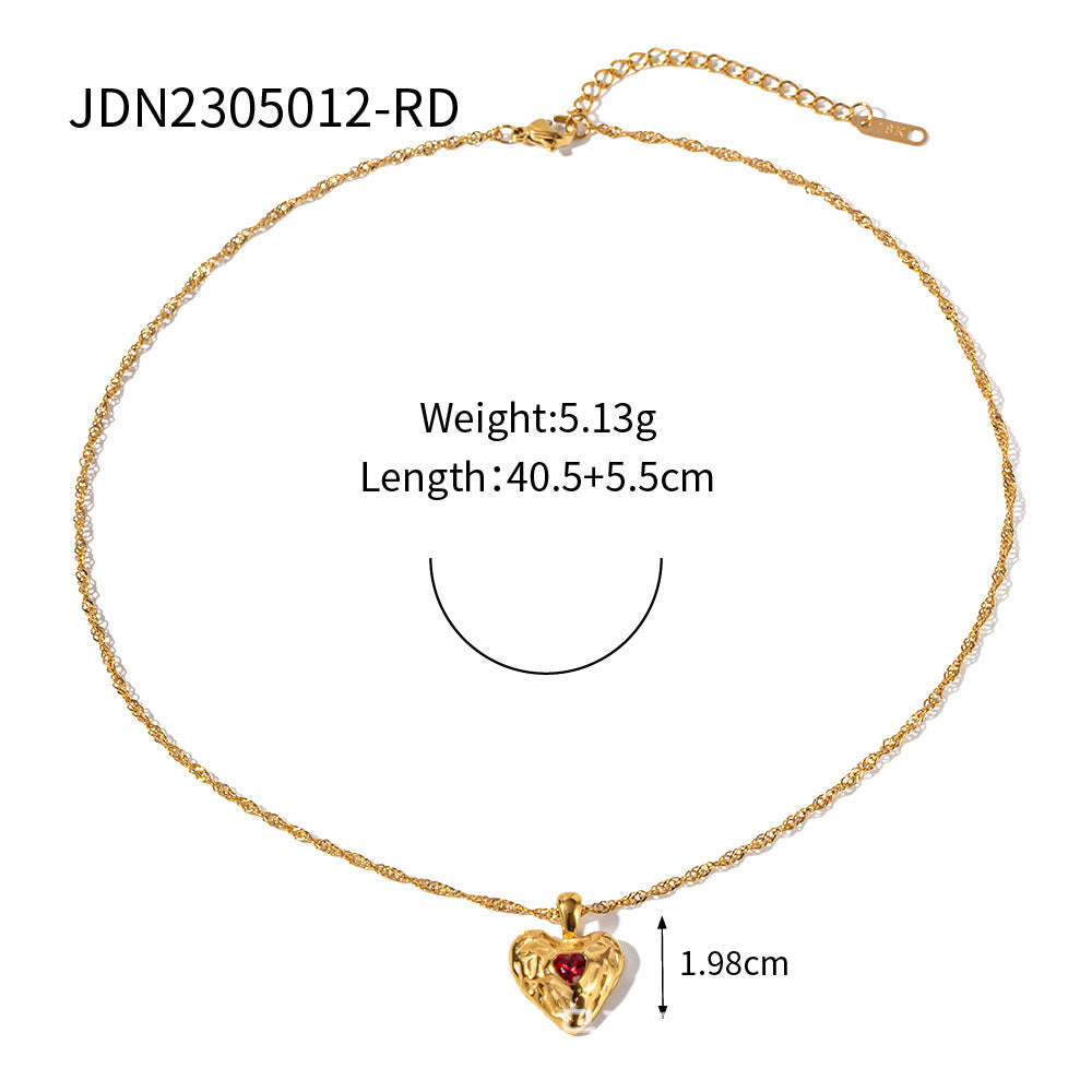 Heart Shaped Plated Stainless Steel Necklace for Women