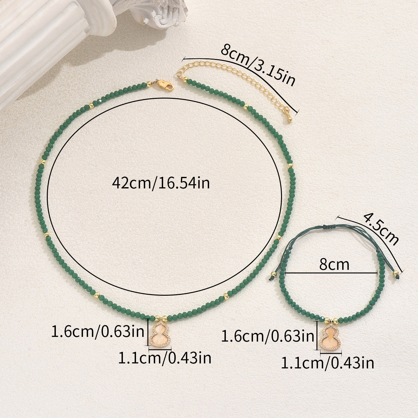 Juego de collar y pulsera de cobre con forma de calabaza minimalista de moda con incrustaciones de circonitas para mujer