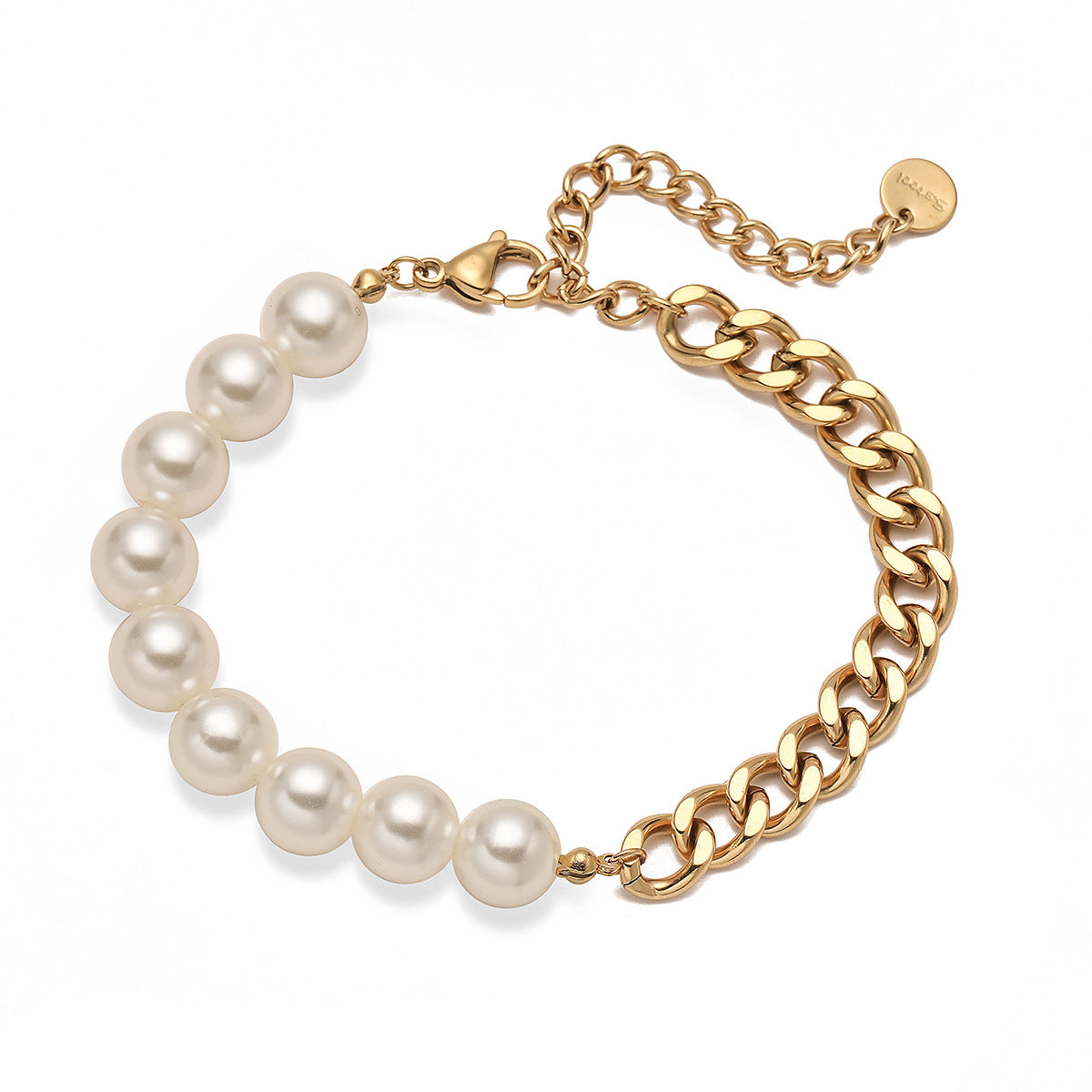 Vintage Fashion Minimalist Geometric Stainless Steel Bracelet with 18K Gold Plating for Women