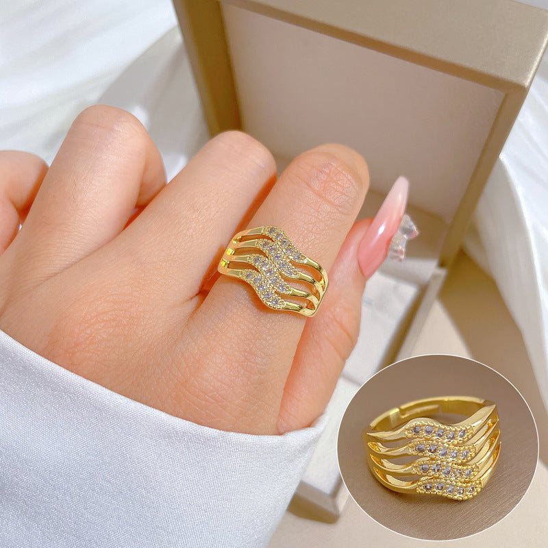 Anillo Ajustable de Latón con Diamantes de Imitación Corona Kawaii para Mujer